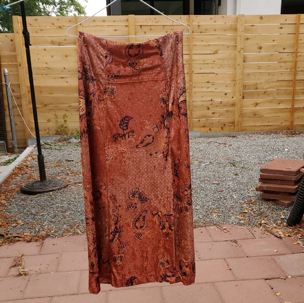Free People Orange, Gold, Black Paisley Skirt